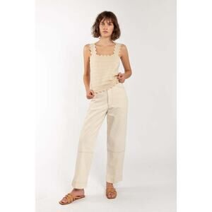 Micaela Greg Cream Seamed Straight Jeans Women’s XS